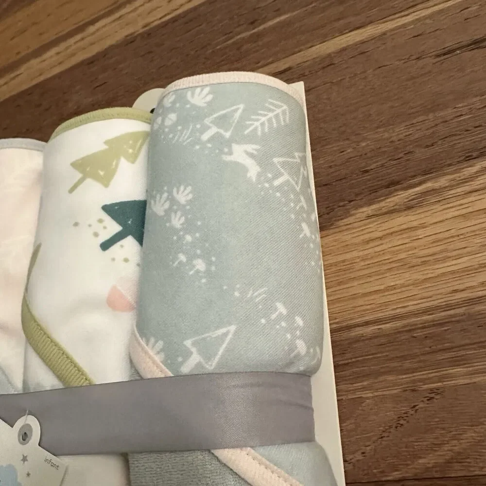 NEW!! Cloud Island Infant Hooded Bath Towels, BUNDLE (3pk), Woodland Theme